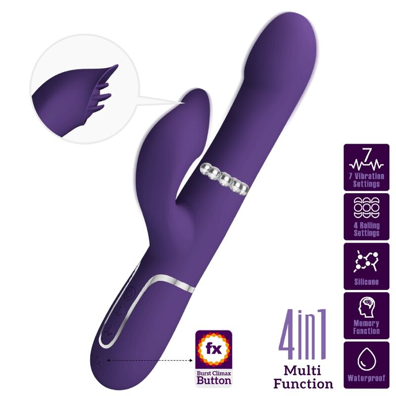 Vibromasseur Rabbit Pretty Love 4 en 1 Violet - Pretty Love
