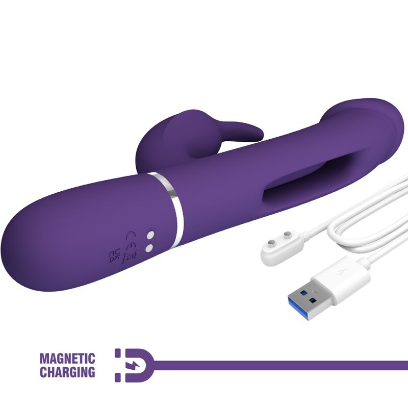 Vibromasseur Rabbit Double Stimulation 3 en 1 Violet - Pretty Love