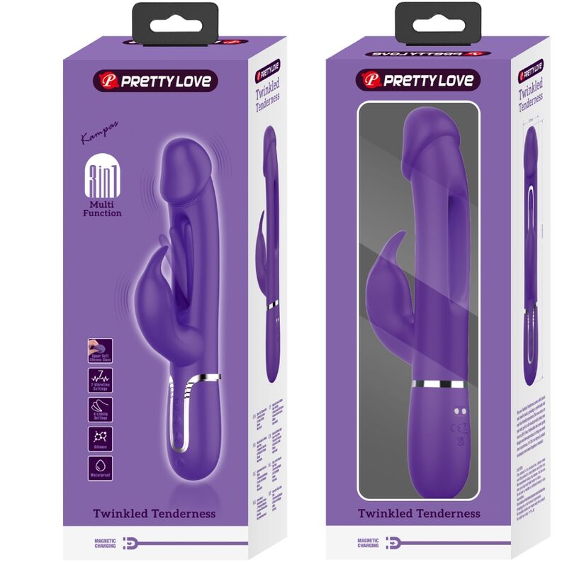 Vibromasseur Rabbit Double Stimulation 3 en 1 Violet - Pretty Love