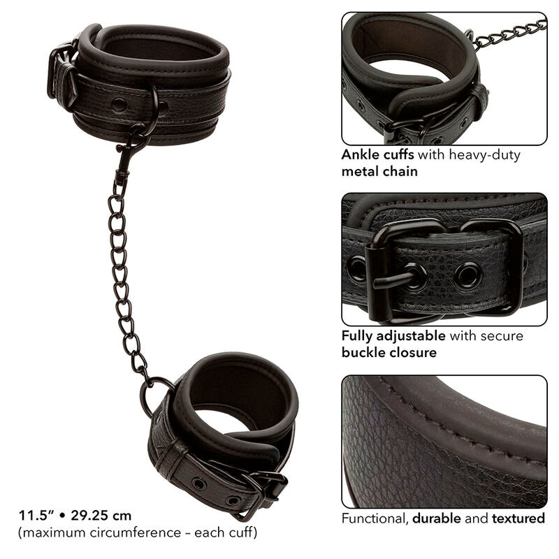 Entraves Chevilles Nocturnal Cuir Noir - Calexotics