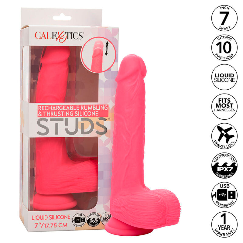 Gode Vibrant Studs Réaliste 10 Vibrations Rose - CalExotics