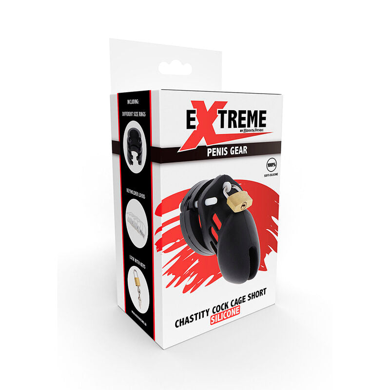 Hidden Desire - Cage de chasteté pour homme en silicone noire - Taille S