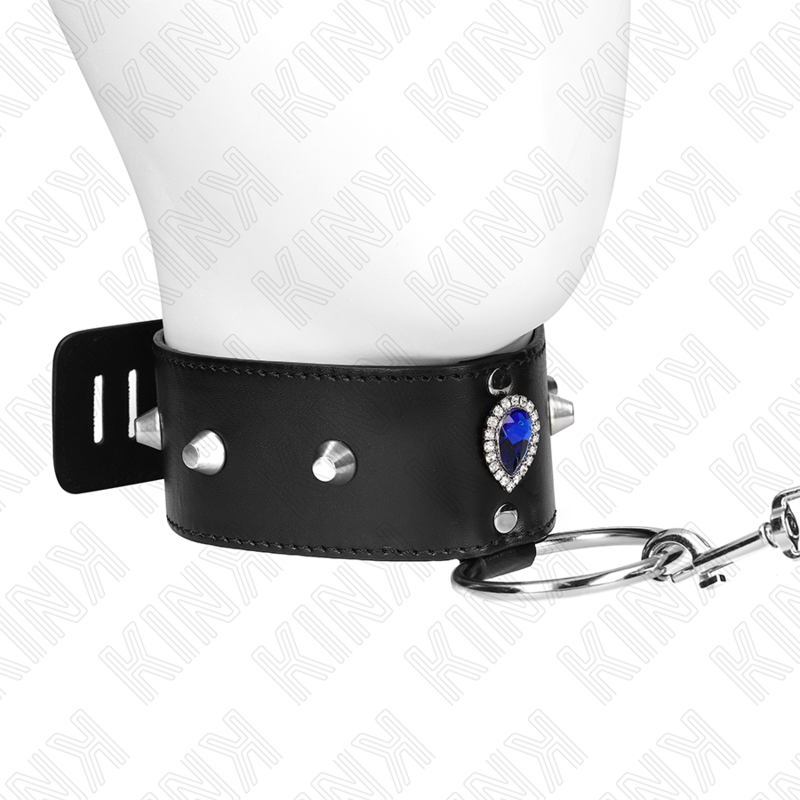 Collier BDSM avec Bracelet 65cm Diamants Bleus - Kink - KINK COLLAR & GAG
