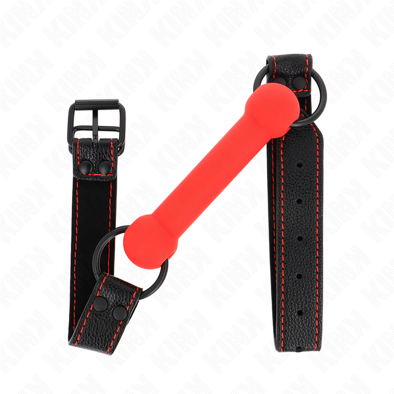 Gag à Embout Os Sangle Cuirette Rouge Ajustable - KINK