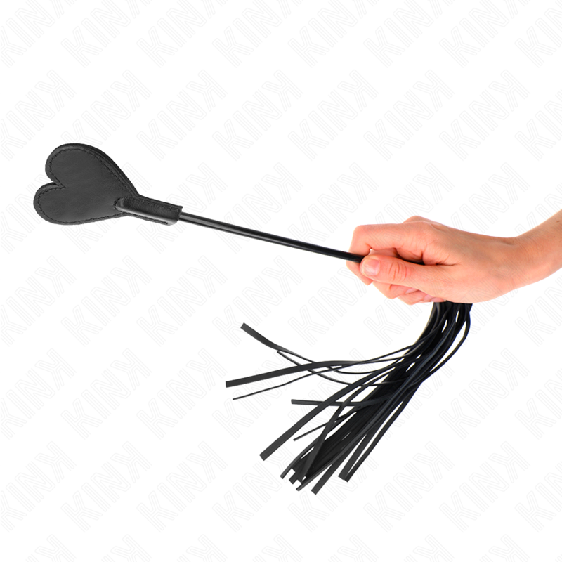 KINK - Paddle en Forme de cœur avec Martinet Noir - 35 cm