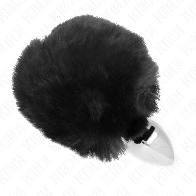 Plug anal en acier inoxydable queue de lapin noire 7x3cm - Kink - KINK PLEASURE PLUGS