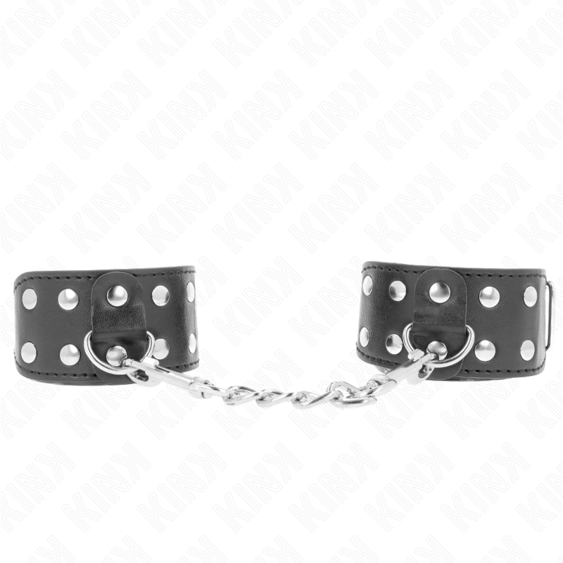 Bracelets BDSM Double Ligne Clous Réglables Noir - KINK - KINK WRIST RESTRAINT