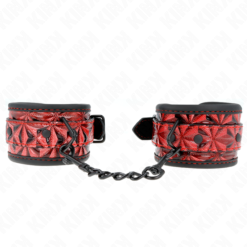 Menottes BDSM Motif Diamant Rouge Réglables 17-26cm - KINK - KINK WRIST RESTRAINT