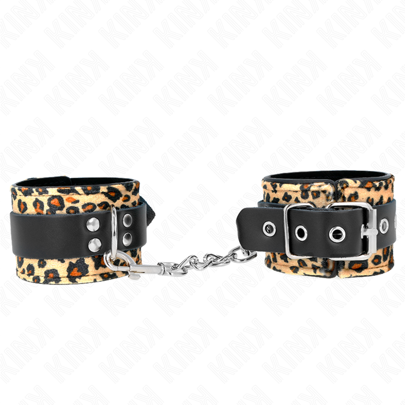 Menotte Cuir Léopard Réglable 18-29cm - KINK - KINK WRIST RESTRAINT