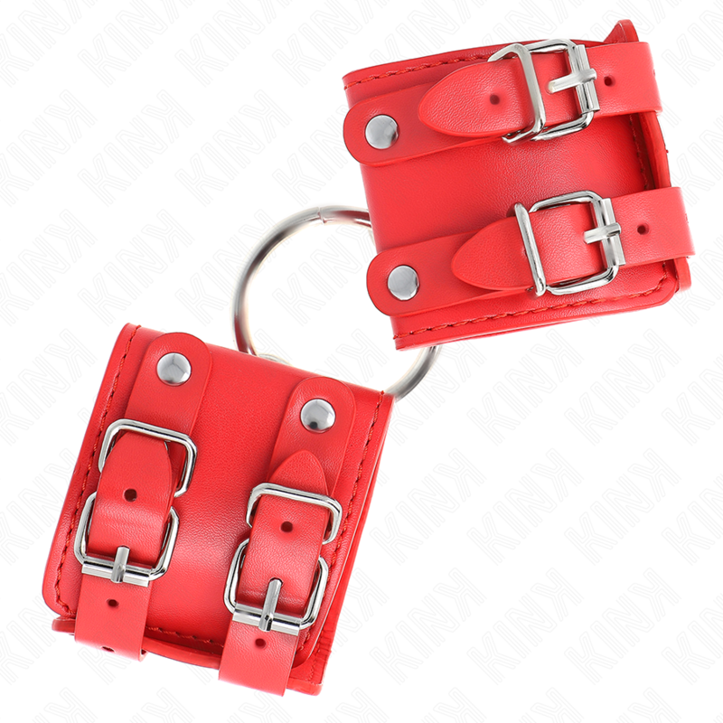 Menottes BDSM Fixes Anneau et Clous Réglables Rouge - Kink - KINK WRIST RESTRAINT