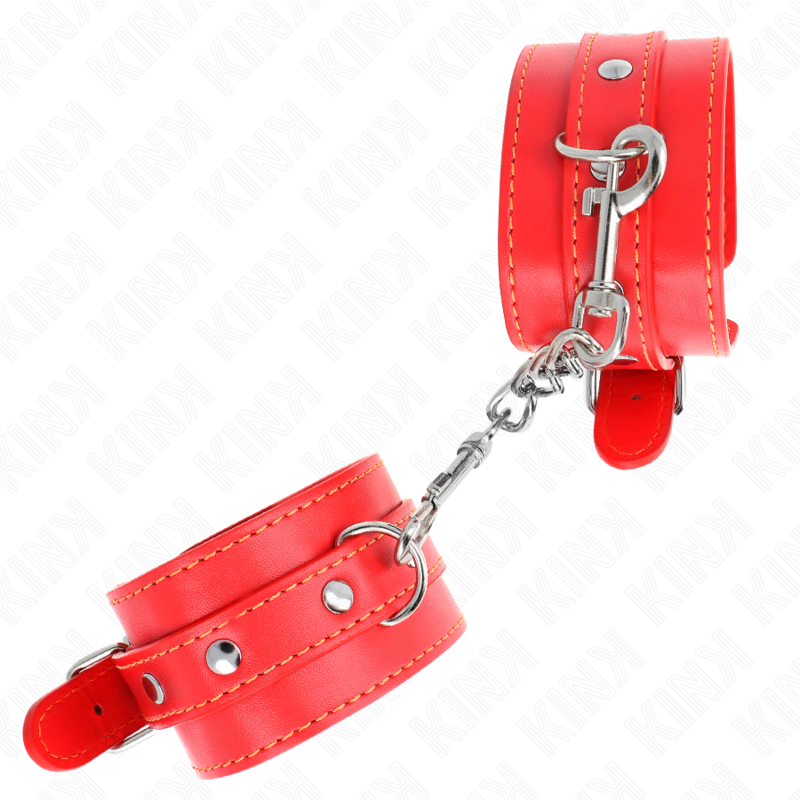 Menottes Cuir KINK Fins Rouges Ajustables 21-33cm - KINK - KINK WRIST RESTRAINT