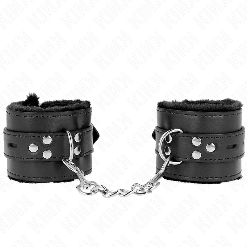 Bracelets BDSM Doublés Fourrure Noirs Réglables - KINK - KINK WRIST RESTRAINT