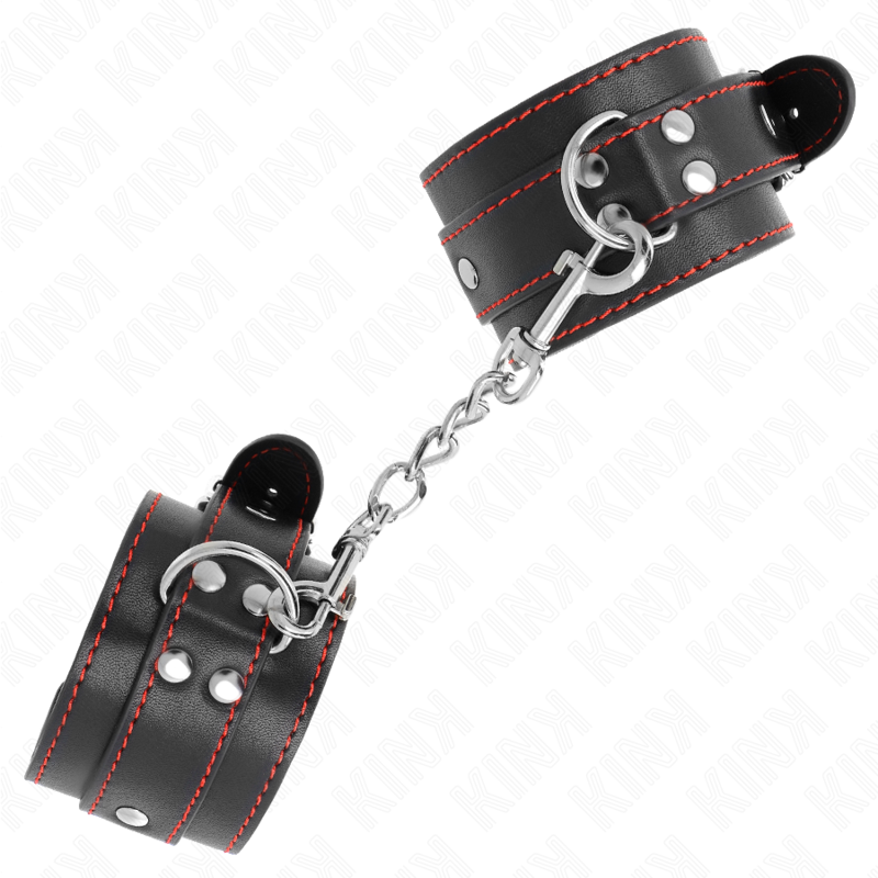 Menottes Poignets Kink Noir Doublure Rouge Réglable - Kink - KINK WRIST RESTRAINT