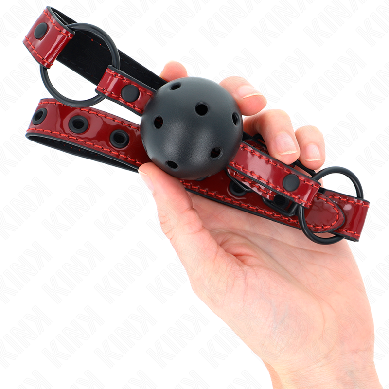 Bâillon Boule Cuir Brillant 4,5cm Ajustable - KINK