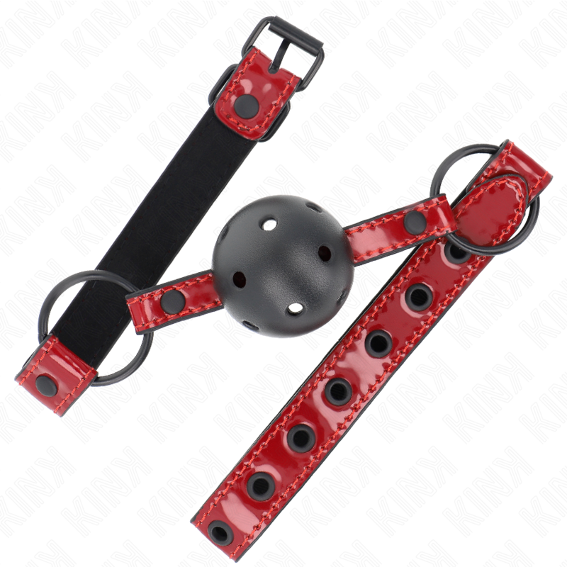 Bâillon Boule Cuir Brillant 4,5cm Ajustable - KINK