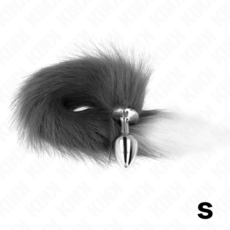 Plug Anal Queue de Renard Gris et Blanc Synthétique 40 cm Taille S - KINK