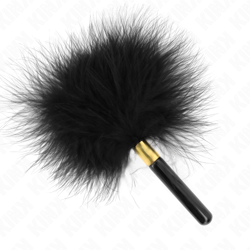 Plumeau BDSM Chatouilles Métal Doré Noir 18cm - KINK - KINK IMPACT & TOUCH
