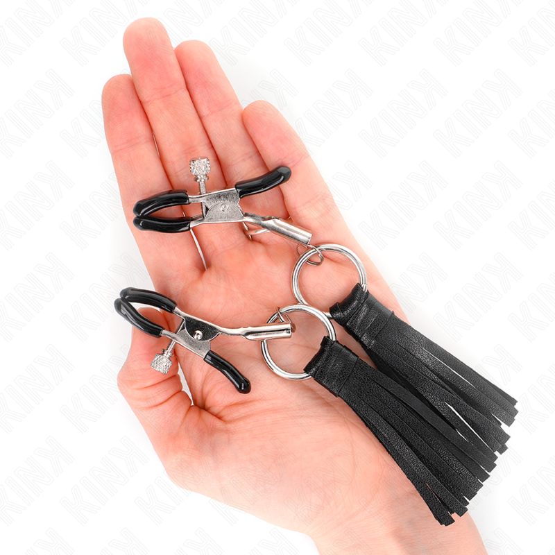 KINK – Pinces à tétons réglables avec franges en cuir