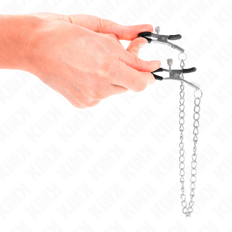 KINK – Pinces à tétons avec chaîne fine – 30 cm