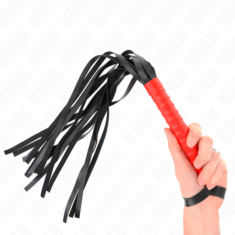 KINK - Mini Fouet BDSM Rouge avec Lanière de sécurité - 50 cm