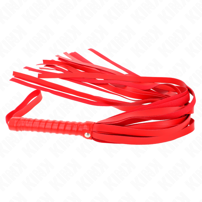 KINK - Fouet BDSM Rouge avec Lanière de sécurité - 70 cm