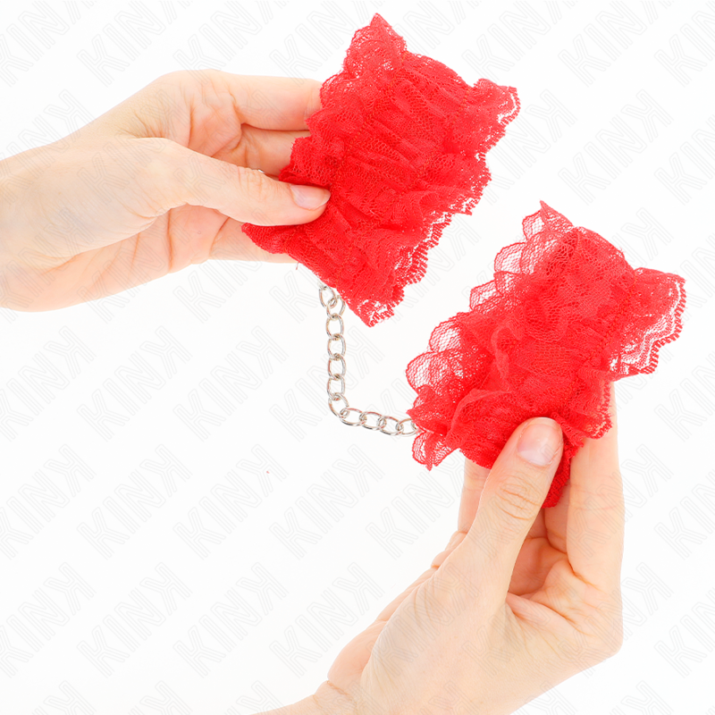 Menottes Attache-Poignets Élastiques Dentelle Rouge - KINK - KINK WRIST RESTRAINT