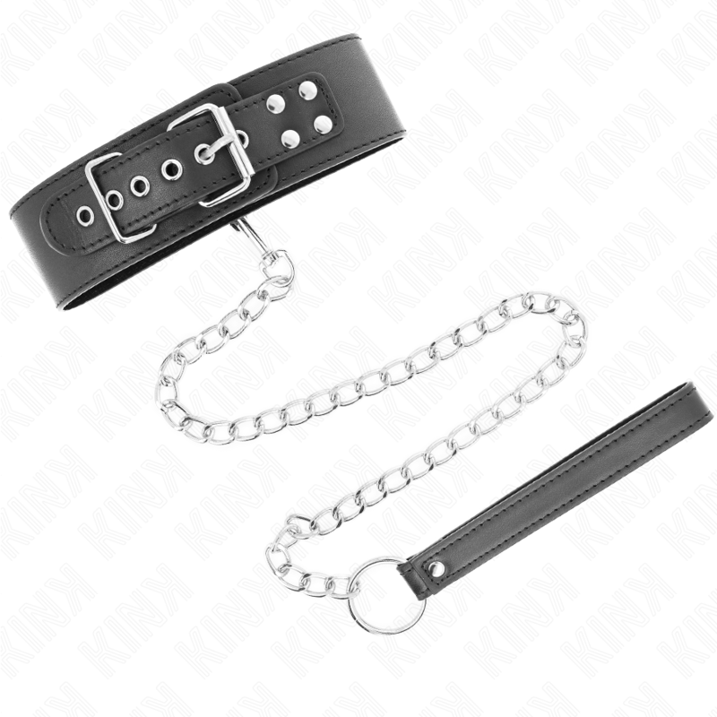Collier BDSM Basic avec Laisse 65 cm Noir - KINK - KINK COLLAR & GAG