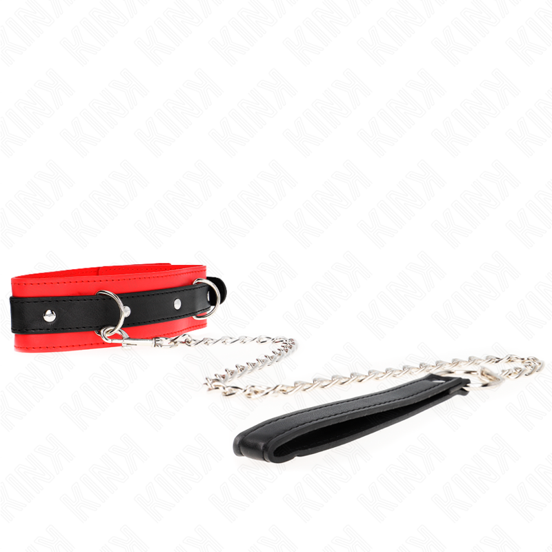 Collier BDSM Basic avec Laisse Rouge 65 cm - KINK - KINK COLLAR & GAG