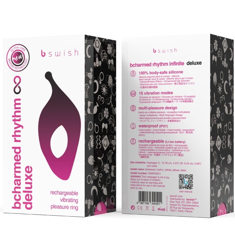 B Swish - Anneau Vibrant Bcharmed Rythm Deluxe - Noir