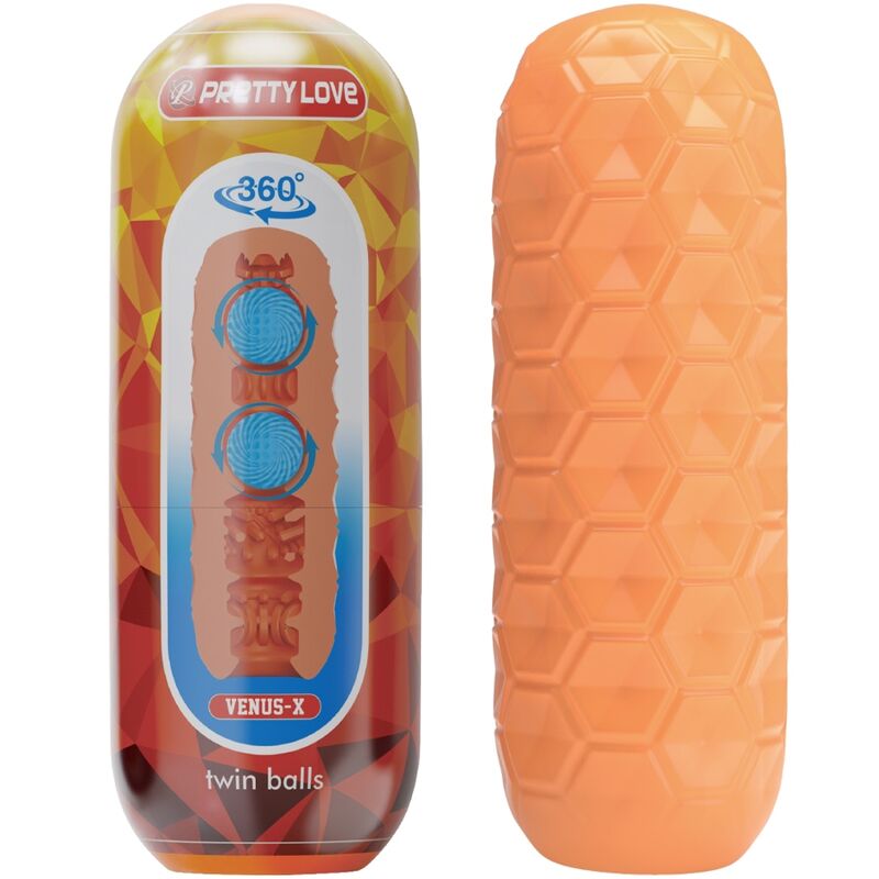 Masturbateur Masculin Pretty Love Double Boules Orange - Pretty Love
