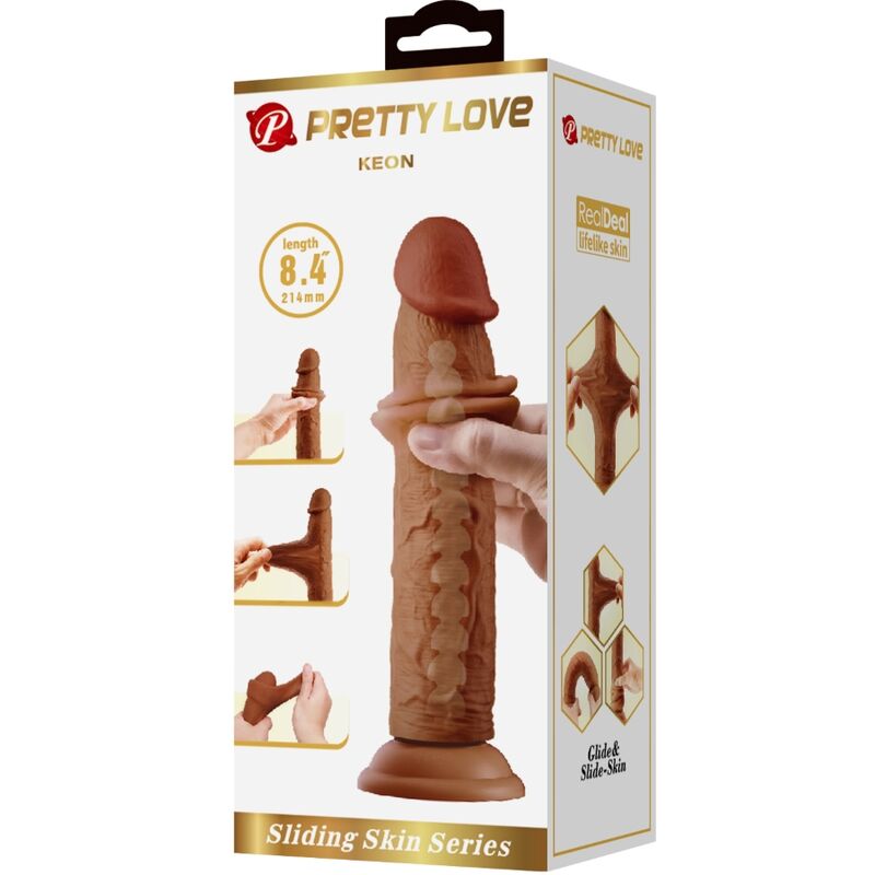 Gode Réaliste Ventouse Keon Marron XL 21cm - Pretty Love