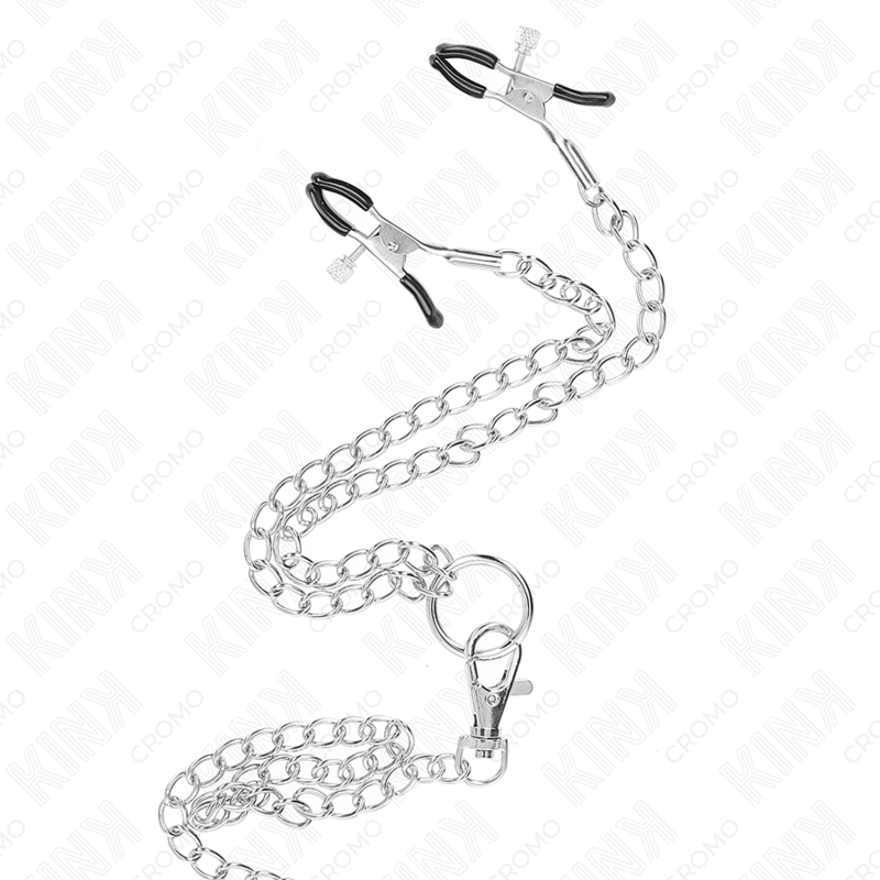Anneau Pénien Triple Chrome avec Pinces Tétons 26cm - KINK - KINK RING POWER