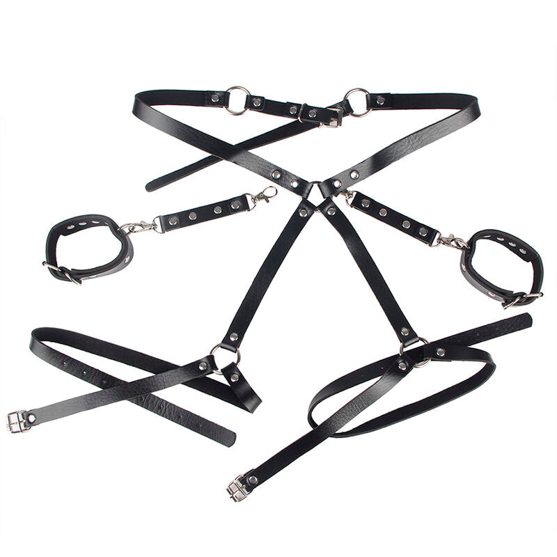 Menottes avec ceinture de bondage noire taille unique - Subblime - SUBBLIME FETISH