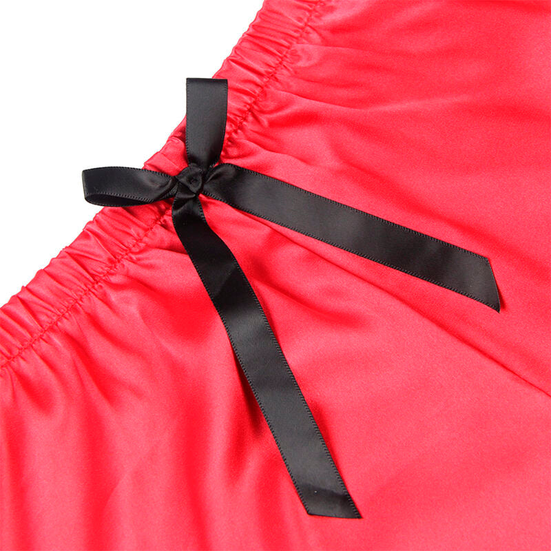 Chemise de nuit en soie et pantalon en dentelle noir/rouge L/XL - Subblime - SUBBLIME SETS
