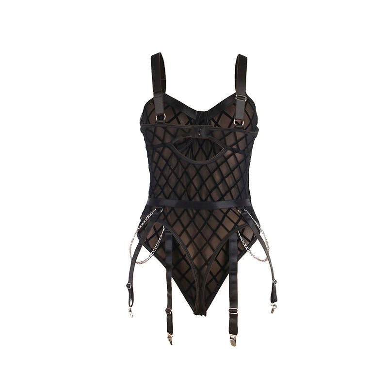 Body avec chaînes et porte-jarretelles noir S/M - Subblime - SUBBLIME BODIES