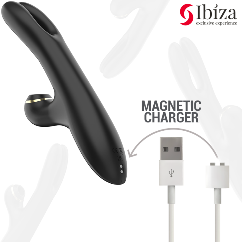 Vibrateur Double Stimulation Ibiza Double Clamping Noir - Ibiza
