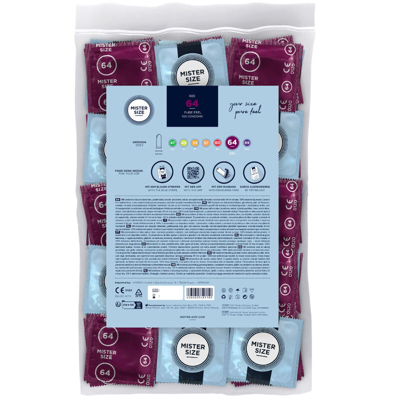 Mister Size – Préservatifs Taille XXL 64 mm – Boîte de 100 unités