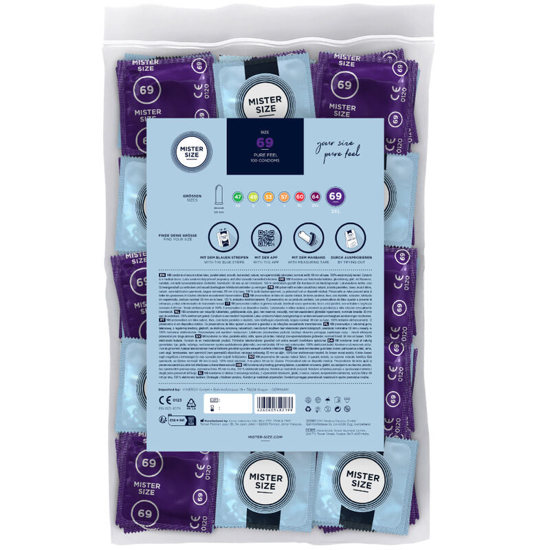 Mister Size – Préservatifs Taille XXXL 69 mm – Boîte de 100 unités
