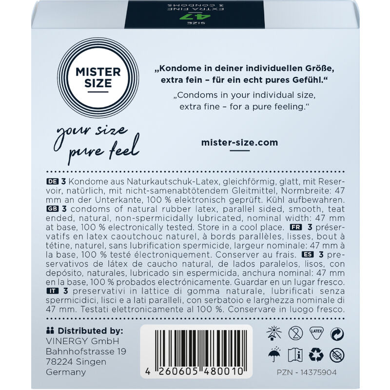 Préservatifs taille XS 47 mm boîte de 3 - Mister Size - MISTER SIZE