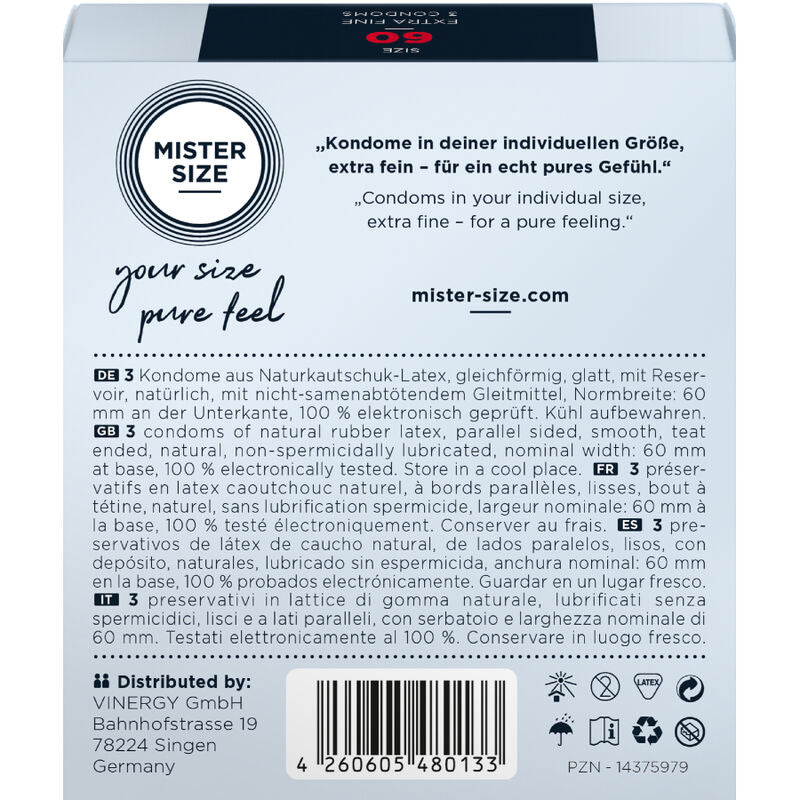 Mister Size – Préservatifs Grande Taille XL 60 mm Ultra Confort – 3 unités
