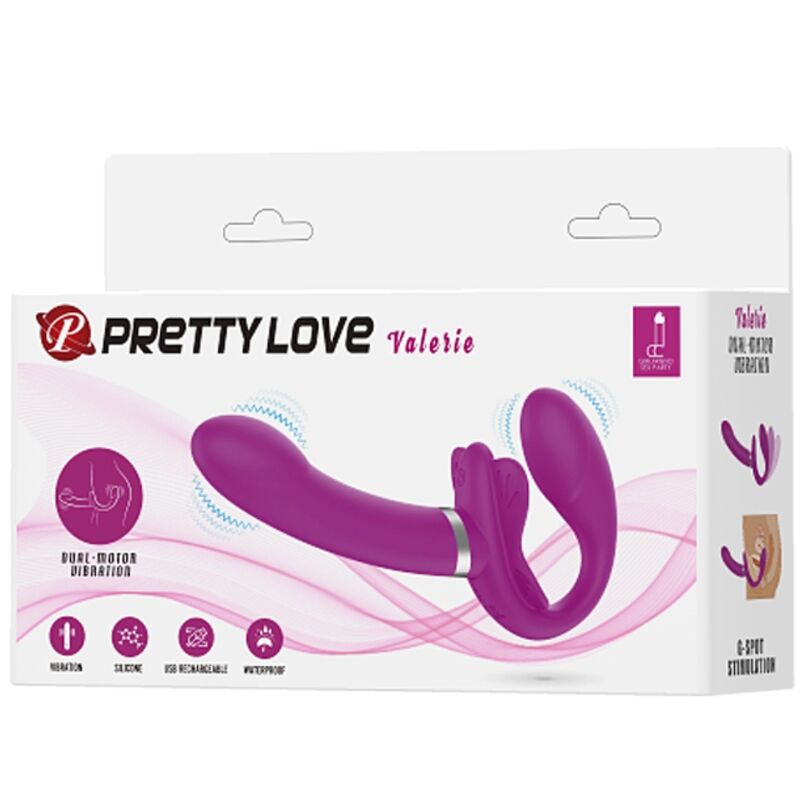 Strap-on Vibrant Double Valérie 12 Vibrations Violet - Pretty Love