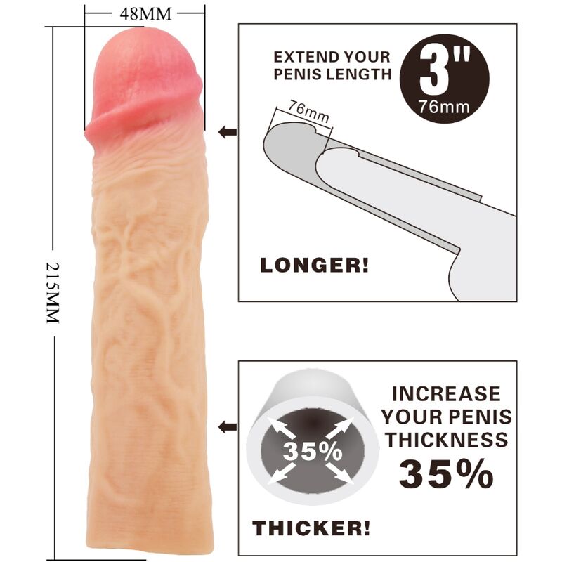 Extension Pénis Pretty Love Réaliste +7,6cm Beige - Pretty Love