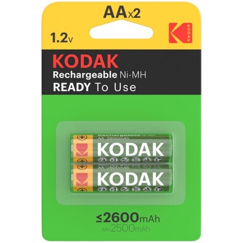 Piles Rechargeables AA HR6 2600mAh Pack de 2 - Kodak - KODAK