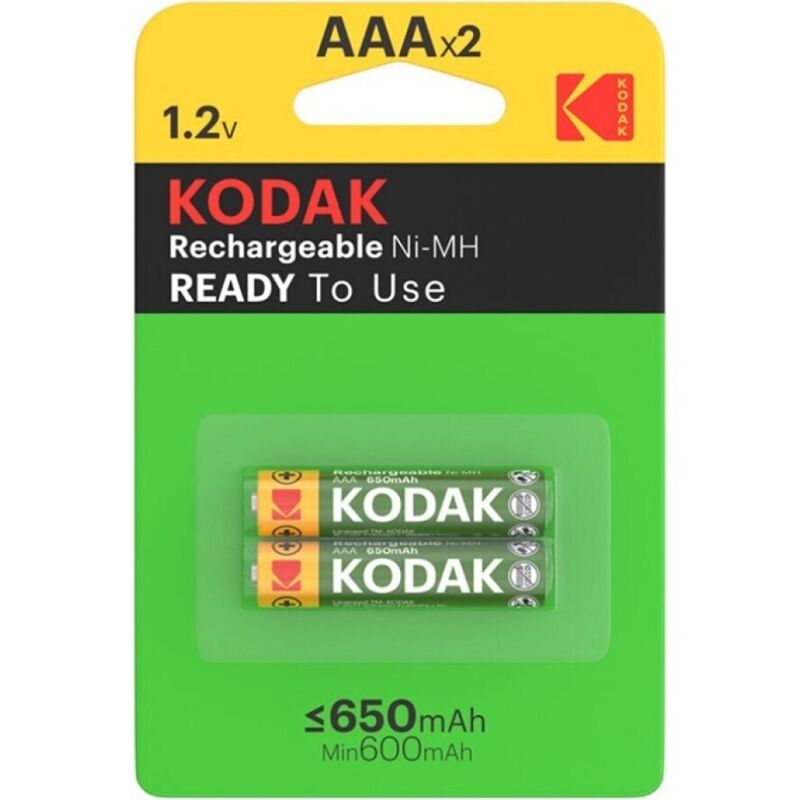 Piles Rechargeables AAA HR03 650mAh Blister x2 - Kodak - KODAK