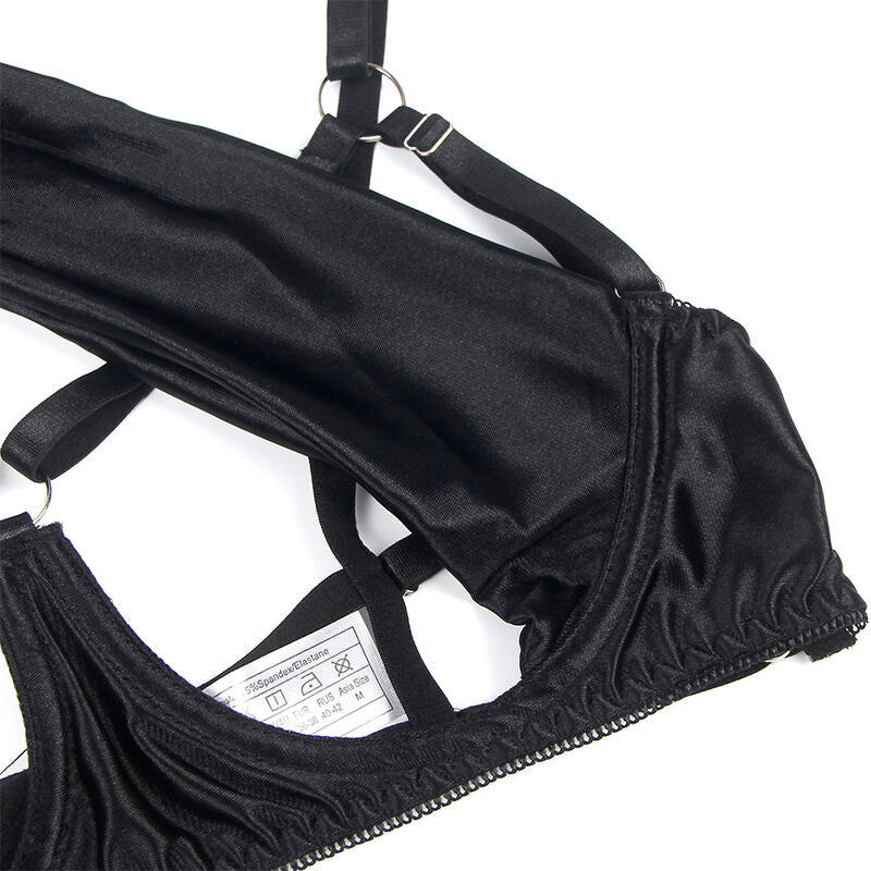 Ensemble lingerie nœud noir bonnets ouverts L/XL - Subblime