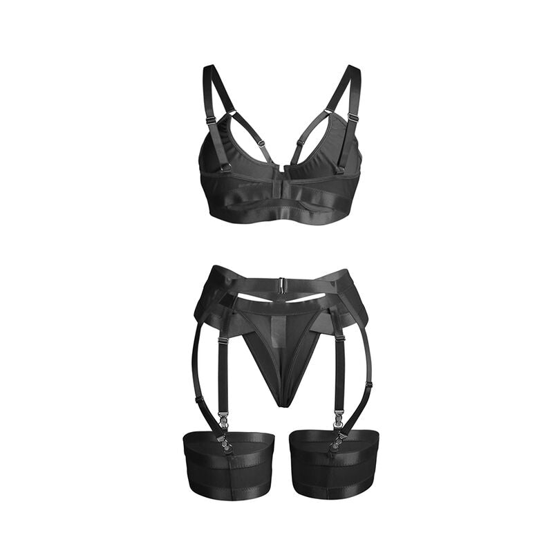 Ensemble lingerie bondage avec porte-jarretelles noir S/M - Subblime - SUBBLIME SETS