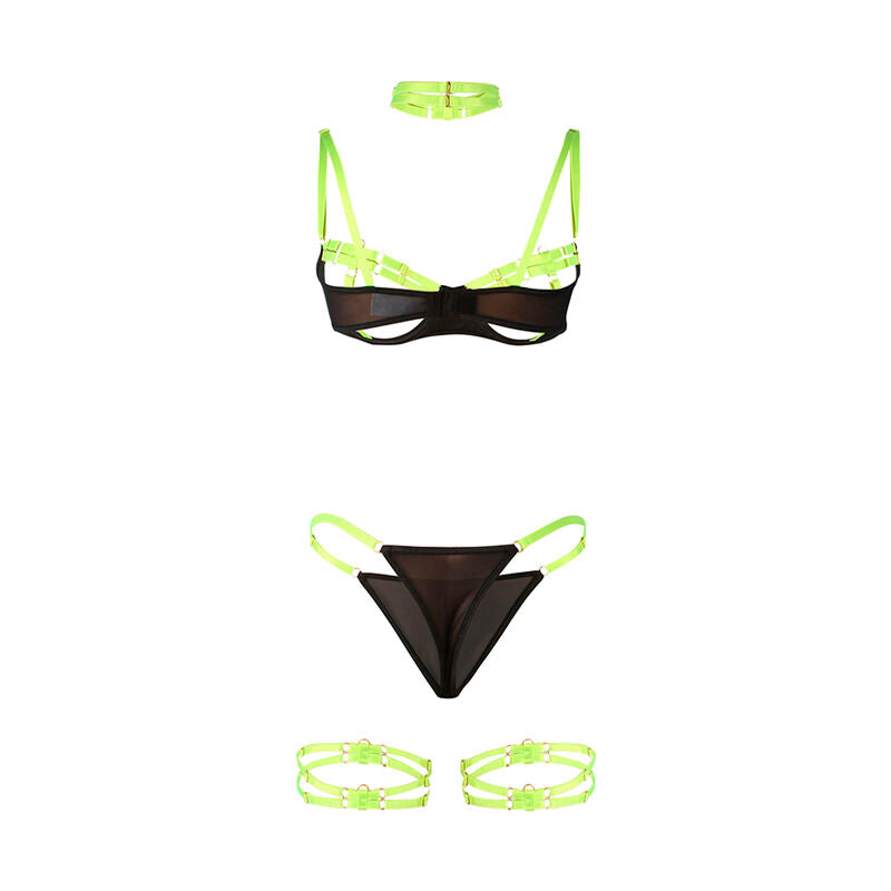Ensemble lingerie soutien-gorge collier vert fluo L/XL - Subblime - SUBBLIME SETS