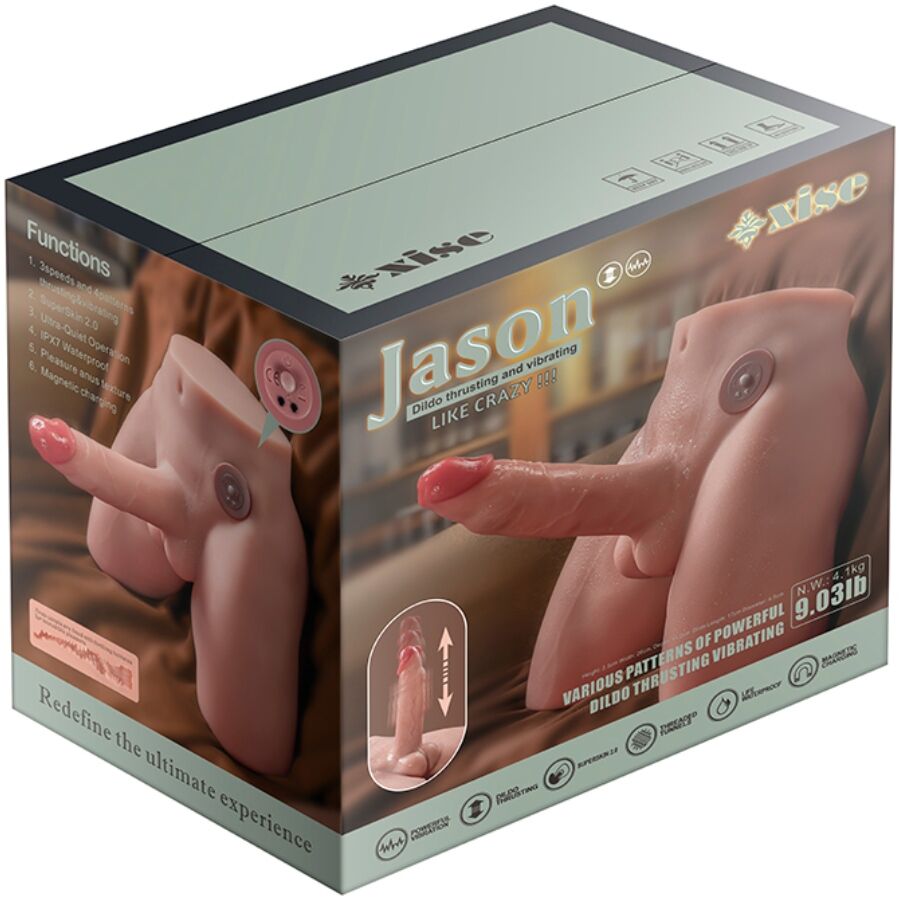 Gode Réaliste Jason Poussées et Vibrations 17cm - Xise