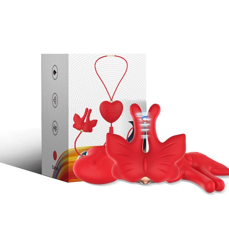 Pinces Tétons Magnétiques Vibrations Papillon Rouge - Armony