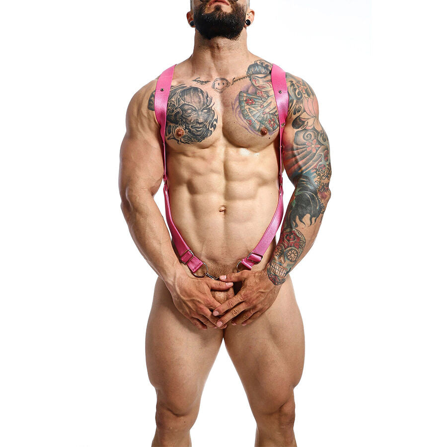 Harnais Homme Croisé dans le Dos Dngeon Rose - MaleBasics - MOB